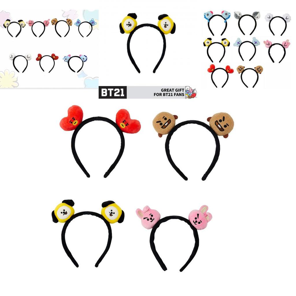 Bt21 Line Friends 3D Plüsch Stirnband für Frauen Weich und Bequem Chimmy Ohren Haarreif Band