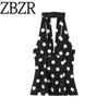 Zbzr Spring New Arrival Women's Clothing Fashion Style Fashion Bowknot Polka Dot Hanging Collar Tops 3067120 084