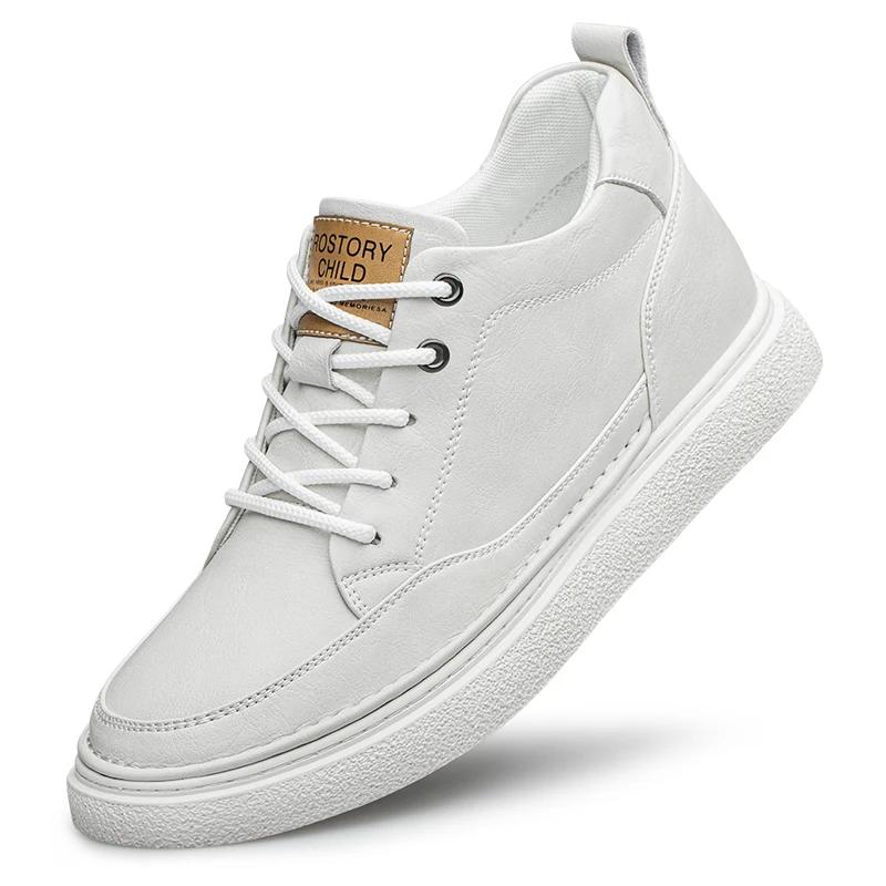 Spring Autumn Breathable Men's Leather Casual Shoes Lightweight Height Increasing Sports Shoes Simple Men's Business Work Shoes