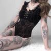 Gothic Bodysuit With Ruffled Lace And Corseting Onesies