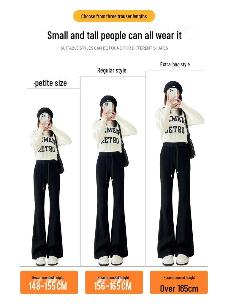 Women's High-Waisted Micro-Flared Slim-Fit Wide-Leg Pants