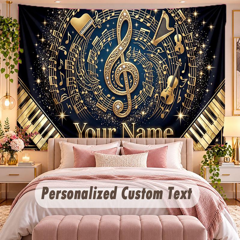 Music General (59) Theme Wall Tapestry Customized With Name Text Personalized Hanging Tapestry For Bedroom Living Room Decor
