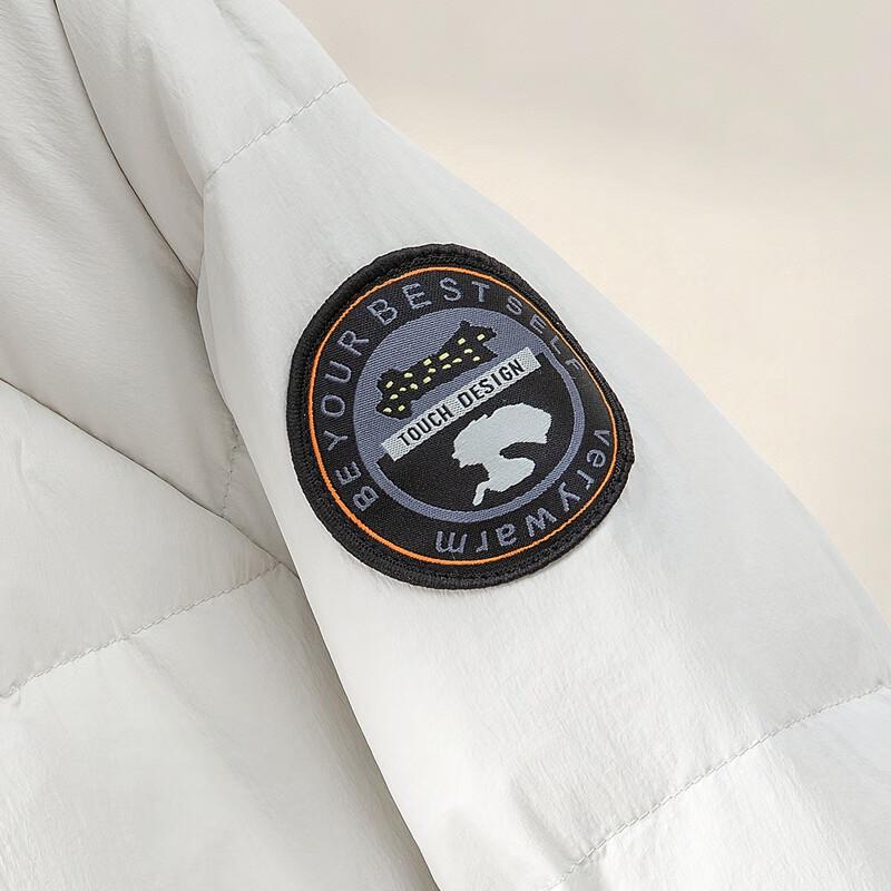 Damen Kontrast Kapuzenjacke Locker Daunenjacke