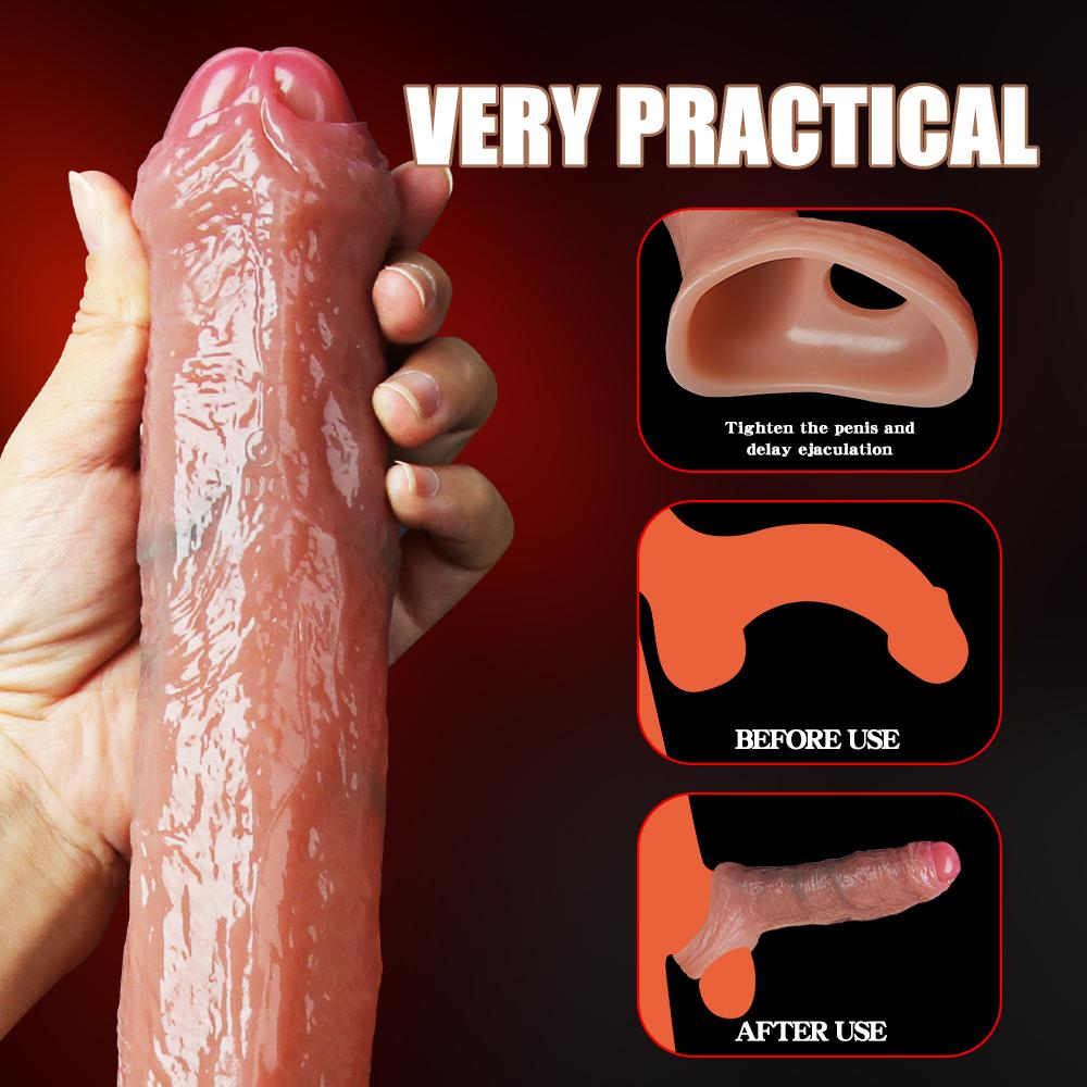 Penis Sleeve Enlargement Sleeve For Cock Sex Toys for Men Extender Silicone Dick Sleeve Artificial Penis Enlarge Thicken Condom