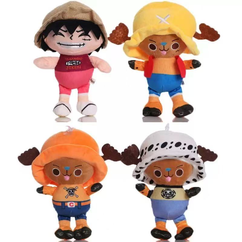 New One Piece Anime Figure Zoro Luffy Chopper Plush Toys Cute Cartoon Plushie Stuffed Dolls Pendant Kids Xmas Gifts