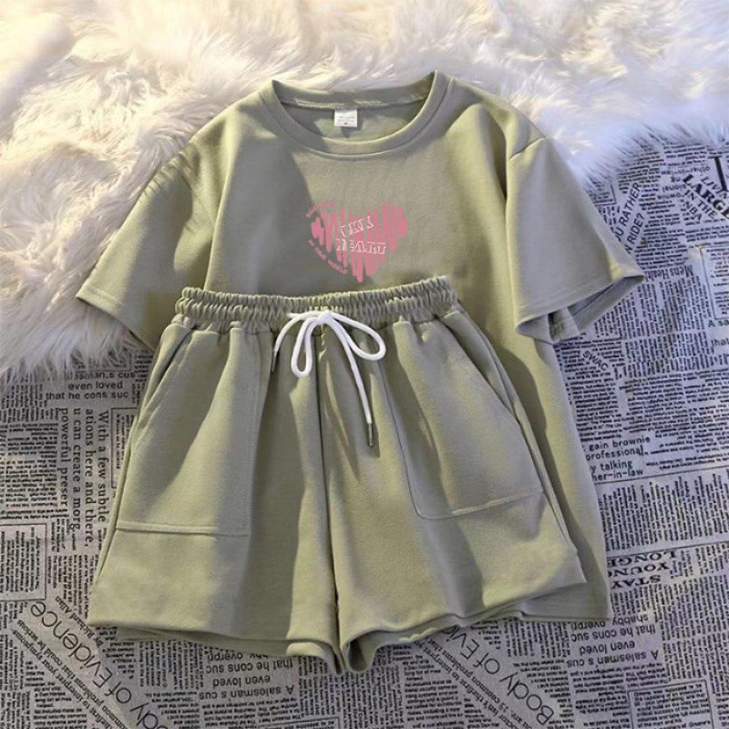 Women's Fashionable Two-Piece Summer Sports Set - Loose-Fit, Short-Sleeved T-shirt & Shorts for Casual Wear