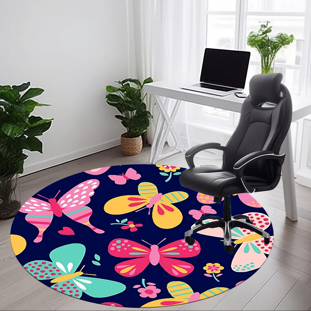 1pc Butterfly Floral Print Chair Carpet for Office, , Non-slip carpet, Very suitable for offices, farmhouses,Outdoor carpet yy251120033