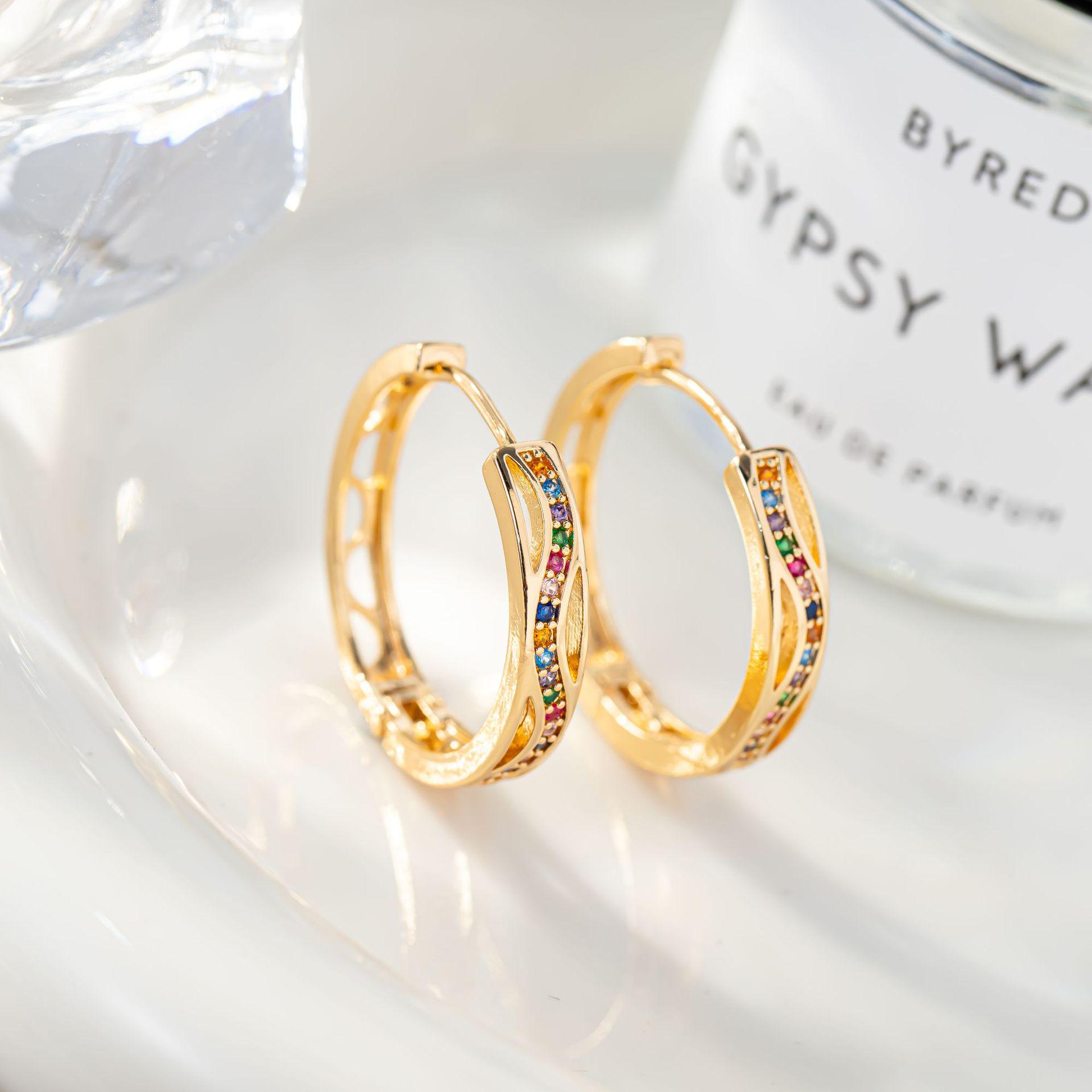 Gold Plated Korean Wave Rhinestone Ear Cuff Earrings