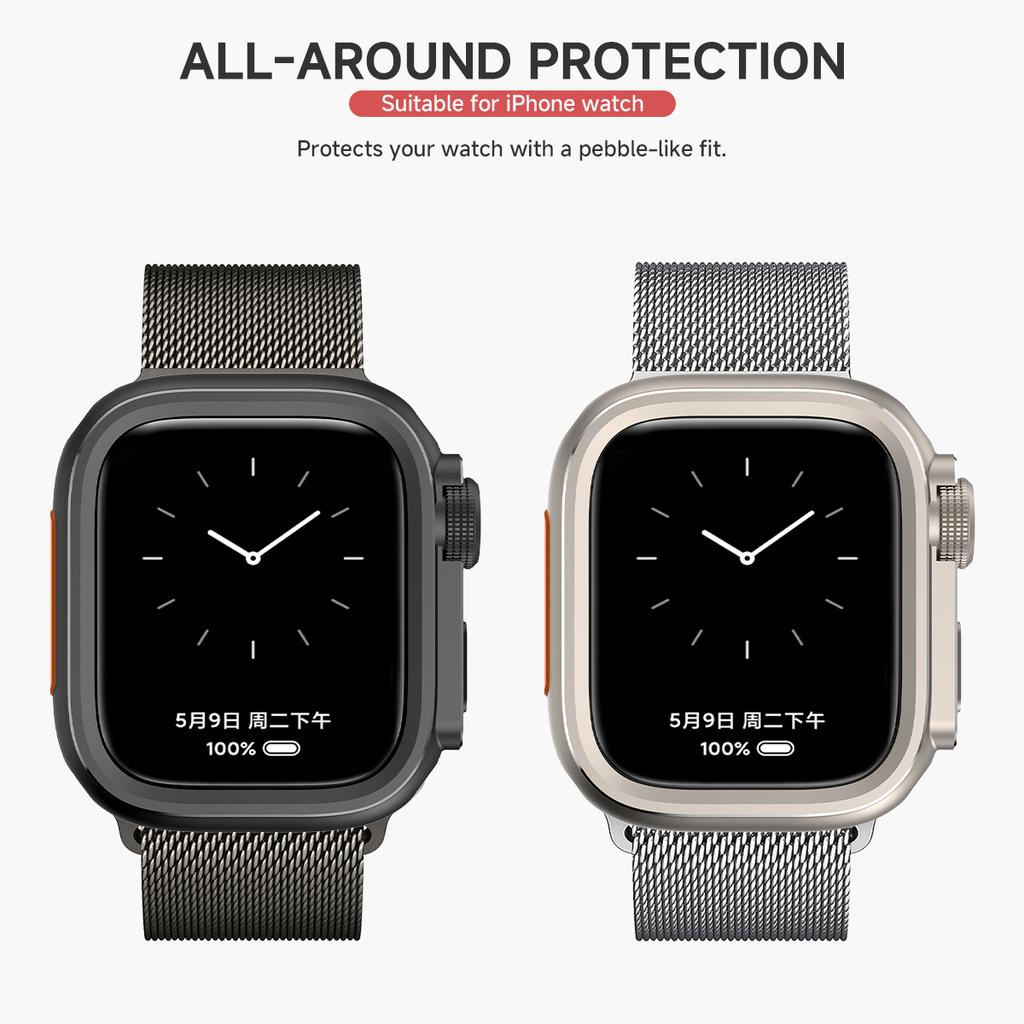 Metalinis buferio dėklas Apple Watch10 46mm apsauginiam rėmeliui, dangtelis iWatch serijai 11 9 8 7 6 5 SE, keisti į Ultra 3 49mm titano