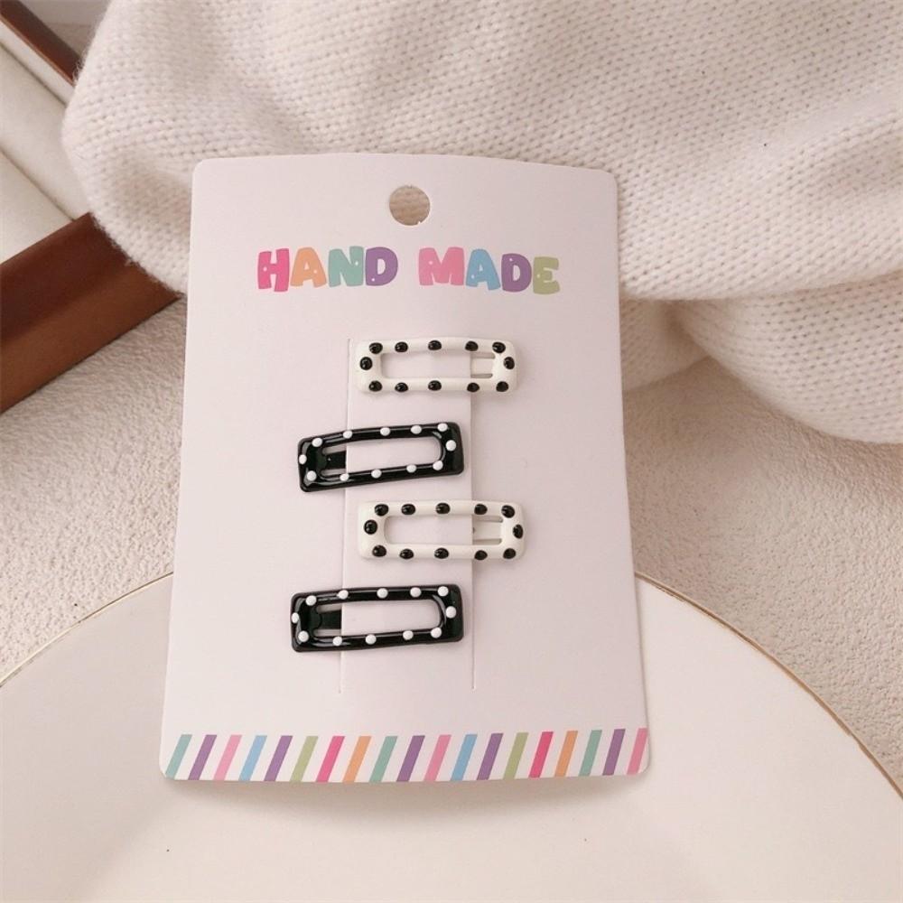 

4pcs/set Cute Hair Clips Black White Dot Barrettes Fashion Hairpin for Girls