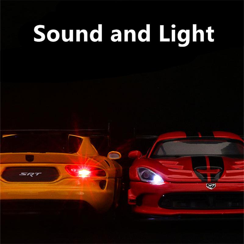 1/32 Dodge Viper ACR SRT Alloy Sports Car Model Diecasts Toy Metal Vehicles Car Model Simulation Sound and Light Boy Kids Toy Gifts