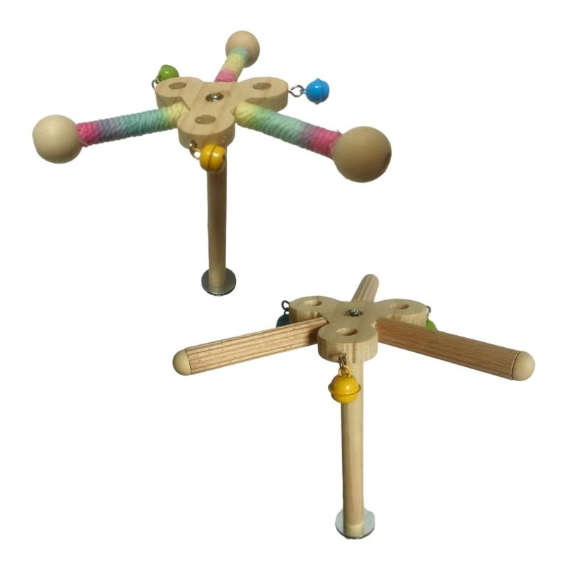 Spinning Bird Toy Colorful Windmill For Parakeets Cockatiels Dental Health Wooden Design