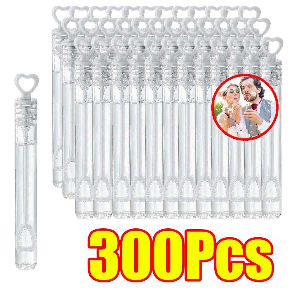 10-300Pcs Love Heart Bubble Tube Transparent Bubble Soap Bottle Heart Shape Tube Bubble Wand Birthday Wedding Party Decor Gifts
