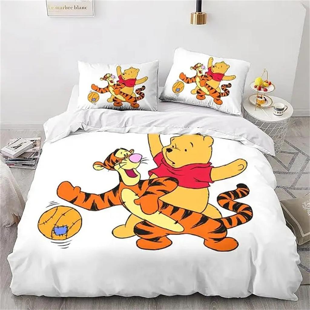 Winnie the Pooh Bedding Sets Cute Bear Comforter Cover Bed Cover Duvet Cover Pillow Case 2-3 Pieces Sets Bedroom Decoration
