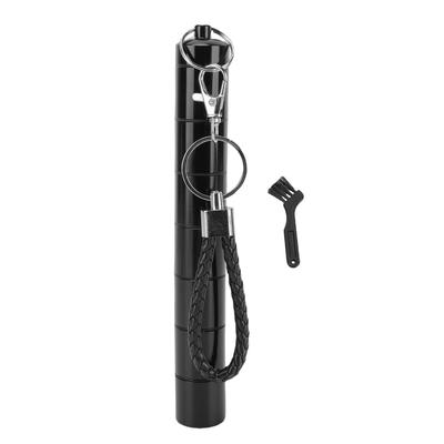 Metal Storage Tube Keychain 7 Compartment Water Proof Portable Travel Container Aluminum Alloy Black