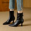 New Shoes Designer Metal Women Ankle Elastic Boots Fashion Zippers Footwear Square Heels Ladies Modern Short Booties Shoes