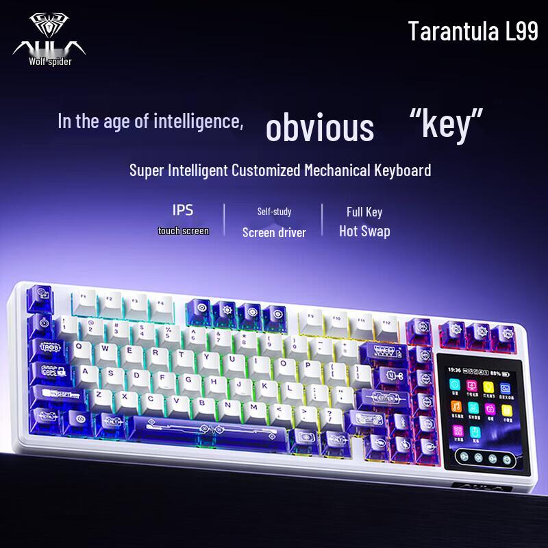 AULA L99 Tri-Mode Wireless Custom Mechanical Keyboard with Smart Screen