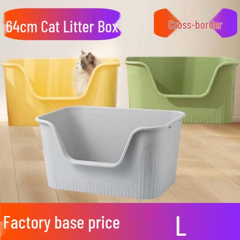 Extra Large Semi-Enclosed Cat Litter Box with Scoop - Splash-Proof Giant Cat Toilet colore grigio
