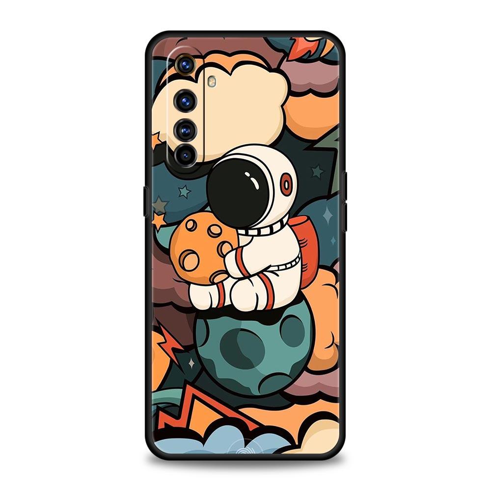 Cartoon Cute Cosmonaut Case For Realme C67 C63 C55 C53 C35 C25 C21 GT 2 3 5 6 10 11 12 13 Pro Plus 5G Soft TPU Phone Cover Capas