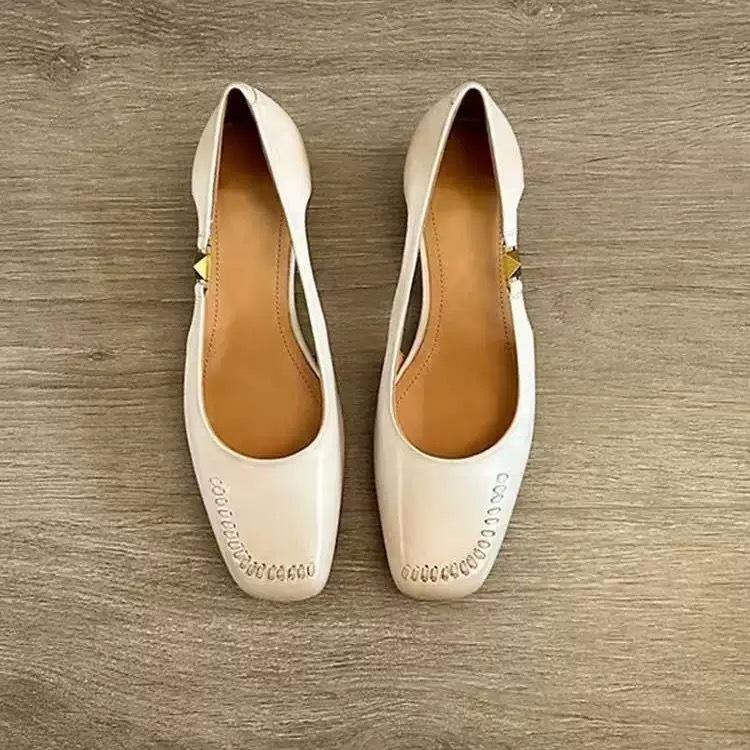 

Sheepskin version retro string line shallow mouth single shoes women s thick heel hollow with skirt sandals women s summer wear Mary Jane shoes 40