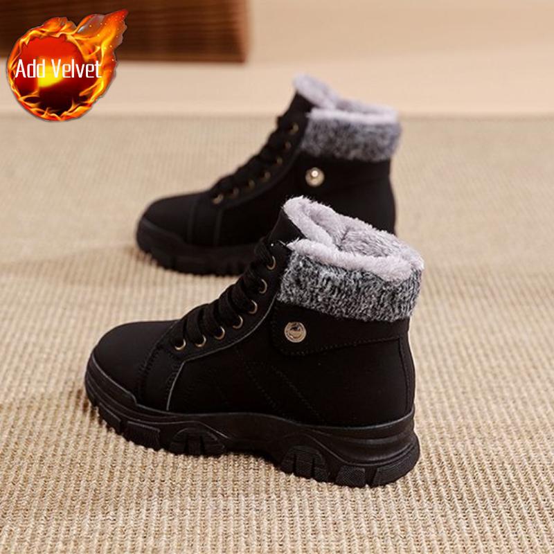 

Модные зимние женские сноубутсы на шнуровке и платформе, с круглым носком и флисовой подкладкой, женская обувь, горячие, высококачественные, шикарные и элегантные, тренд 2025, ботинки 40