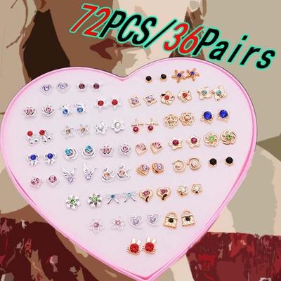 Womens 36Pairs/Set Stud Earrings 