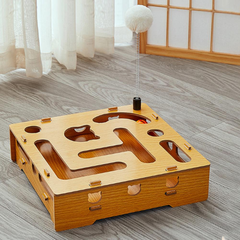 Cat Toy for Hunting Instincts Cat Toy with Bell Balls Cat Scratch Maze Box with Nail File Enrichment Puzzle Toy for Mental