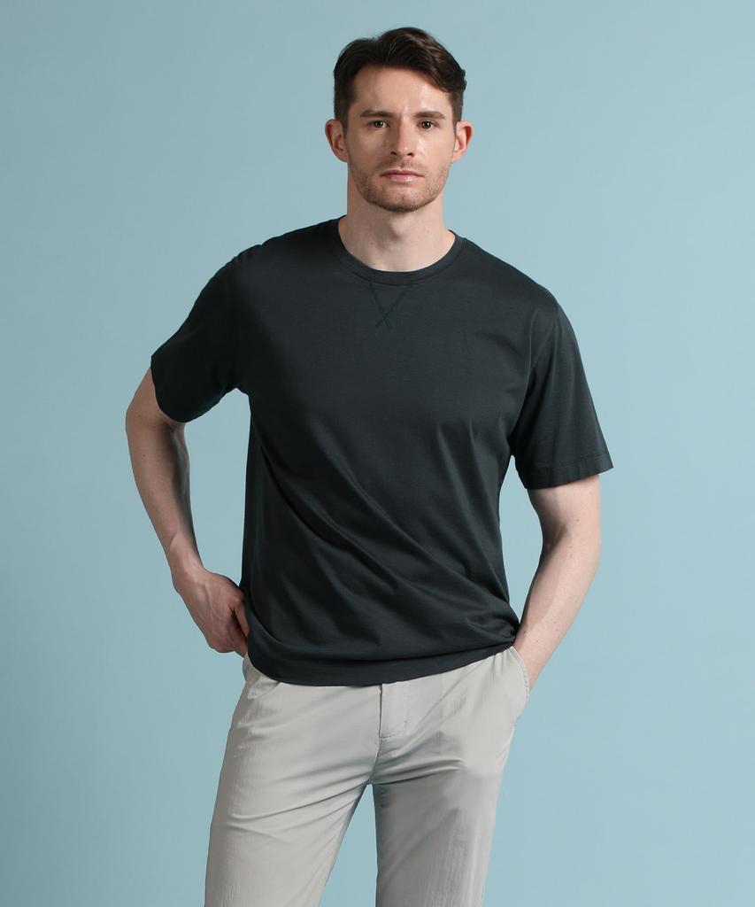 Panicalle Charcoal Basic Round Short Sleeve T-Shirt
