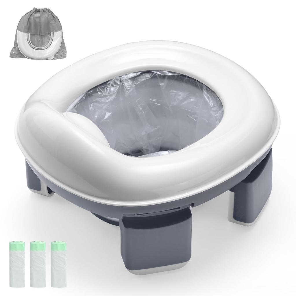 Portable Travel Potty for Toddlers Kids, Foldable Baby Potty Training Toilet Seat with Travel Bag and Storage Bag