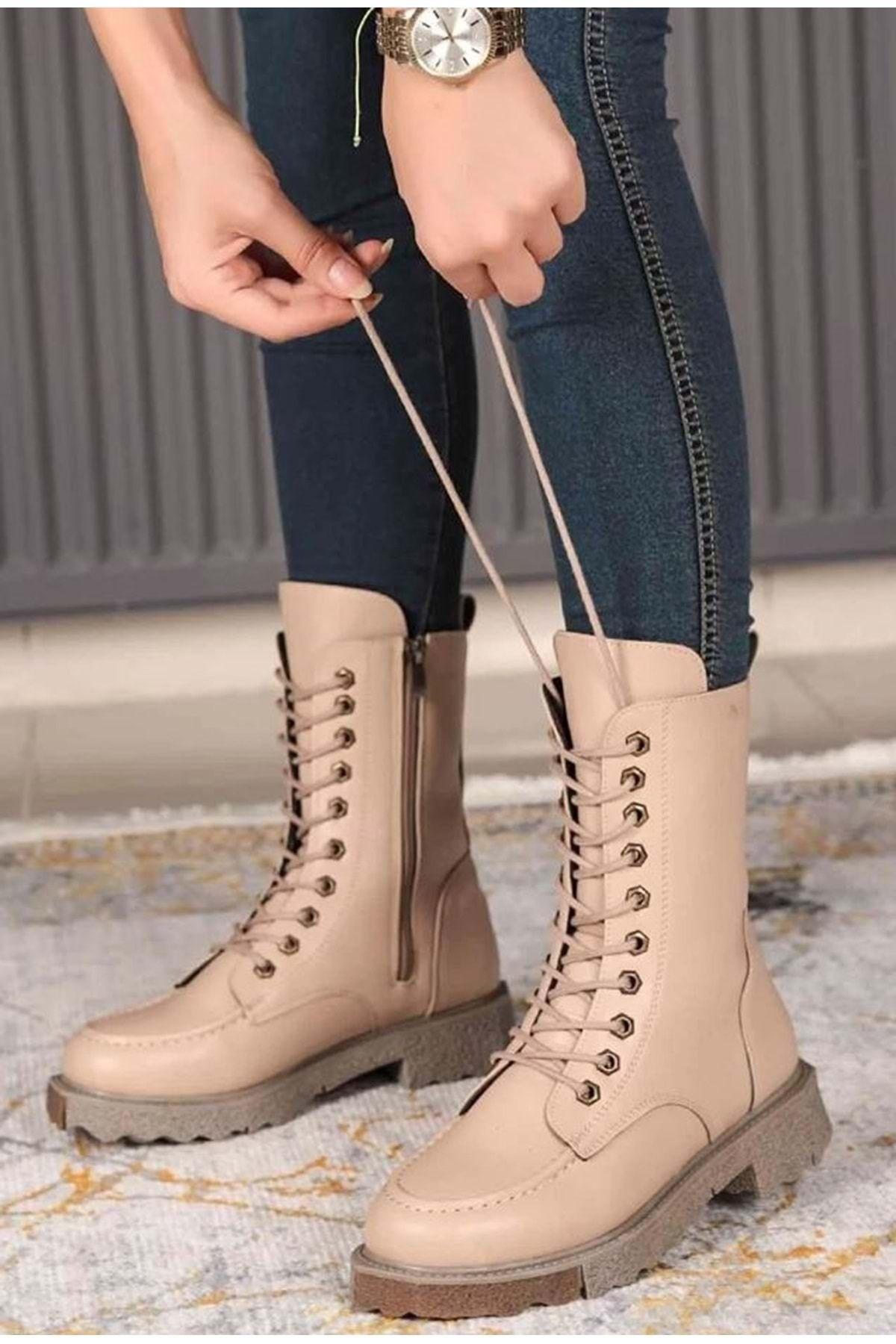 

Women Modern Stylish Fashion Boots Boots Feles Long Combat Boots Nut 37