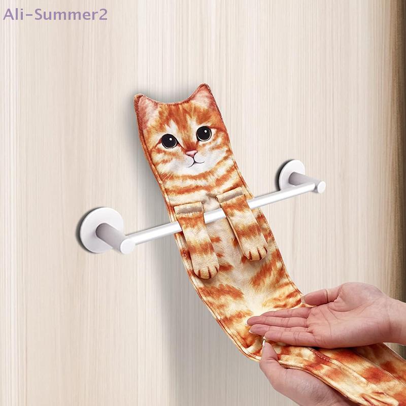 Funny Cat Hand Towels Kitchen Bathroom Hand Towel With Hanging Loops Soft Absorbent Home Decor Dishtowel For Cat Lover Gifts