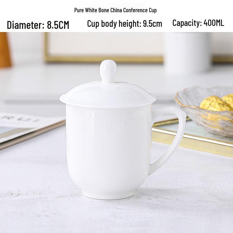Gold-Edged Bone China Teacup with Lid - Elegant Porcelain Office & Household Ceramic Mug