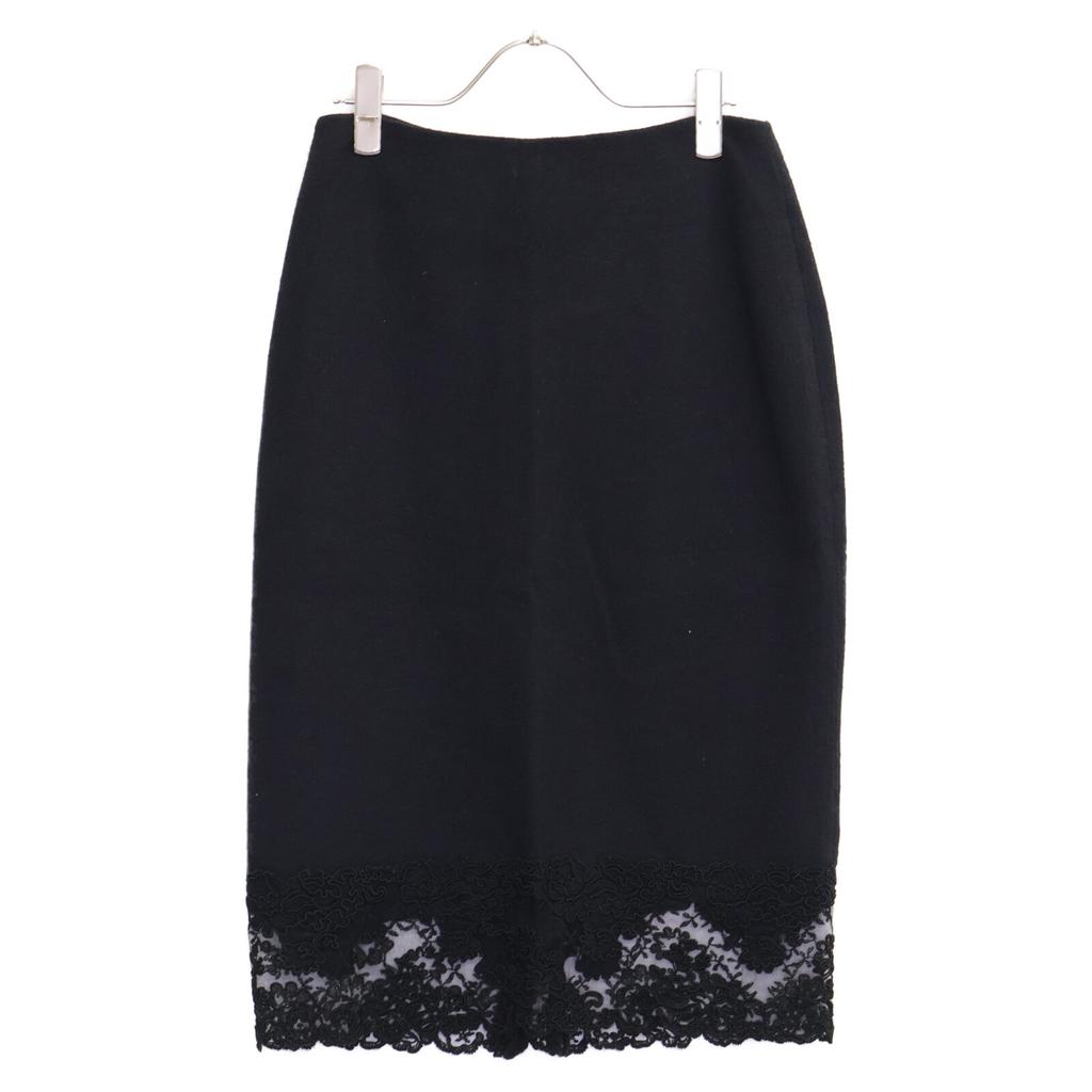 ERMANNO SCHERVINO Black D352O339PWE Wool silk cashmere lace-switched skirt skirt 42 blackUsed