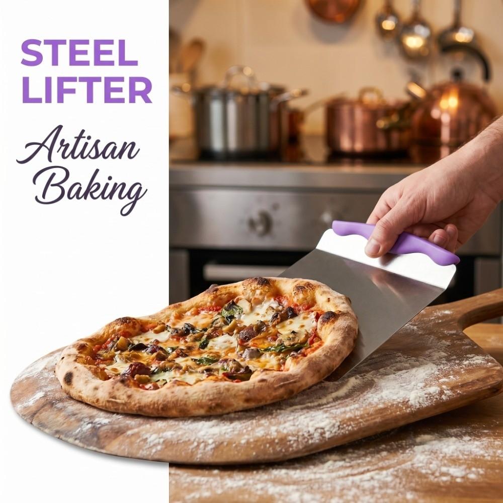 Stainless Steel Cake Transfer Tray Food-Grade Remover Pizza Transfer Tray Rectangle Handle Moving Plate Bakery Catering