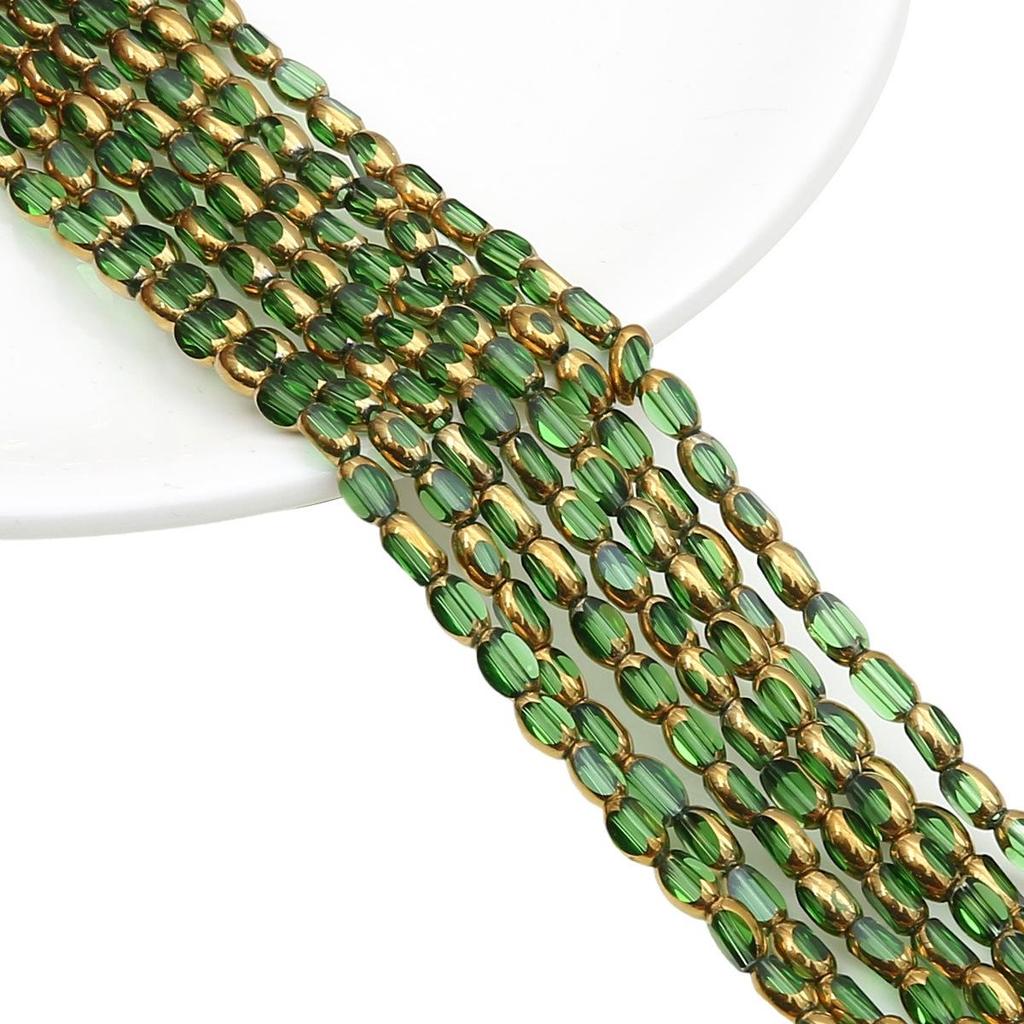 Oval Faceted Gold-Edged Glass Crystal Rice Beads for Jewelry Making