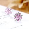Pink Cherry Blossom Zircon Inlaid Silver-Plated Copper Stud Earrings for Women - Japanese Korean Sweet Style Creative Ear Jewelry