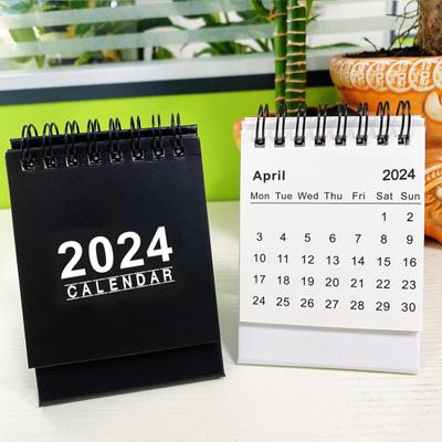 Mini-Tischkalender 2024 auf Englisch, 12 Monate, Januar bis Dezember 2024, Doppeldrahtbindung, tragbar, für Zuhause, Büro, Schule, Monatsplaner, stehender Desktop