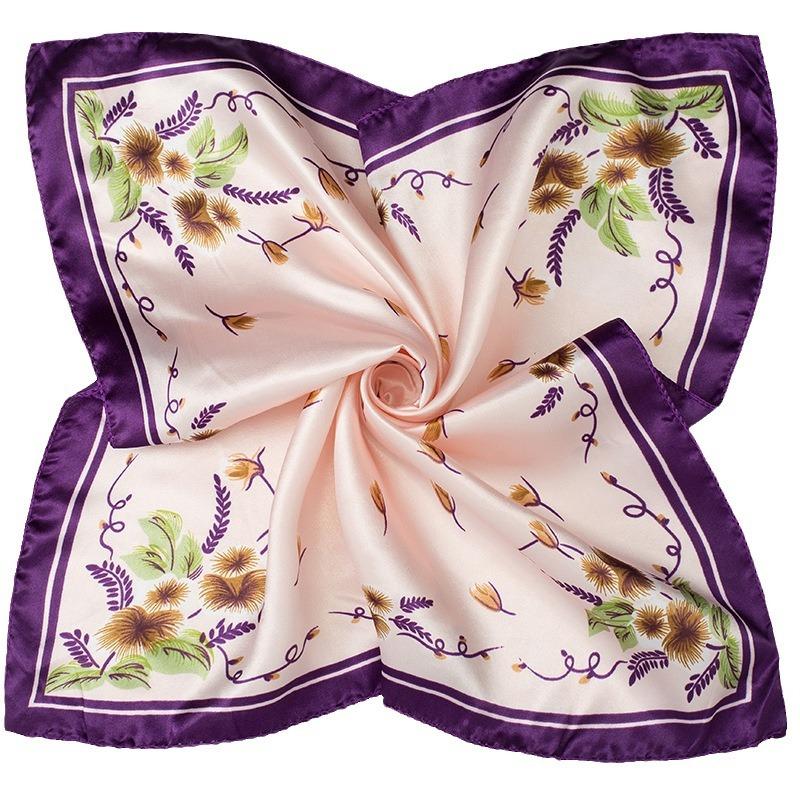 Light Luxury 50Cm Small Square Scarf Chain Printed Silk Scarf Women'S Thin Neck Protection Scarf Cheap Silk Scarf Gift