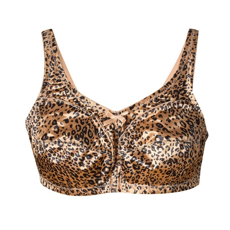 Printed Leopard Print Wire-free Full-cup Bra for Plus-size Girls Ultra-thin Cups No Padding