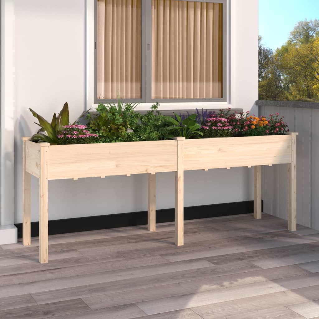 Vidaxl Blumenkasten mit Auskleidung, 203X53X76 cm, Massives Tannenholz