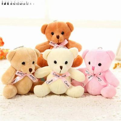 Plush Toys Love Sitting Bear 1PCS Cute Small Pendant Mini Cartoon Bow Tie Scarf Bouquet Bears Toy Unisex Valentine Gift 11CM