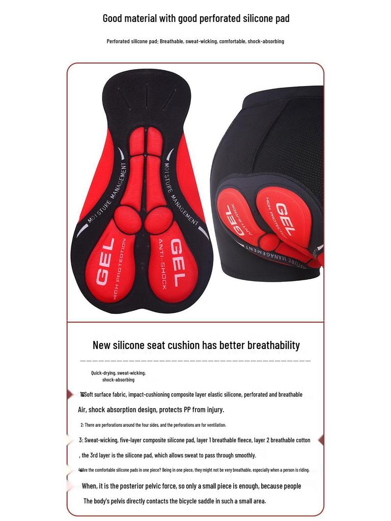 Shock-Absorbing Silicone Mountain Bike Underwear - Breathable, Quick-Dry, Padded Cycling Shorts.