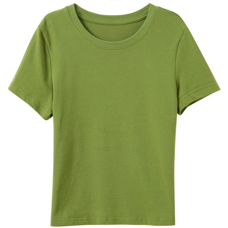 Sancai Women's Solid Round Neck Short Sleeve T-Shirt