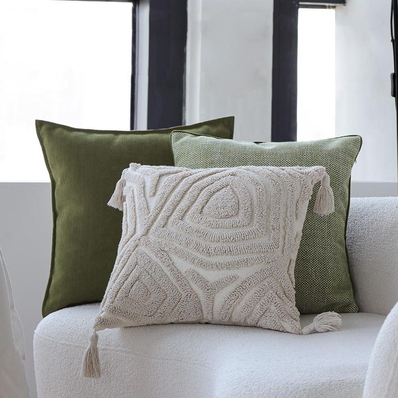 Cream Green Throw Pillow Back Pillow Sofa Cushion Model Room Hotel Bay Window Decoration Back Pillow