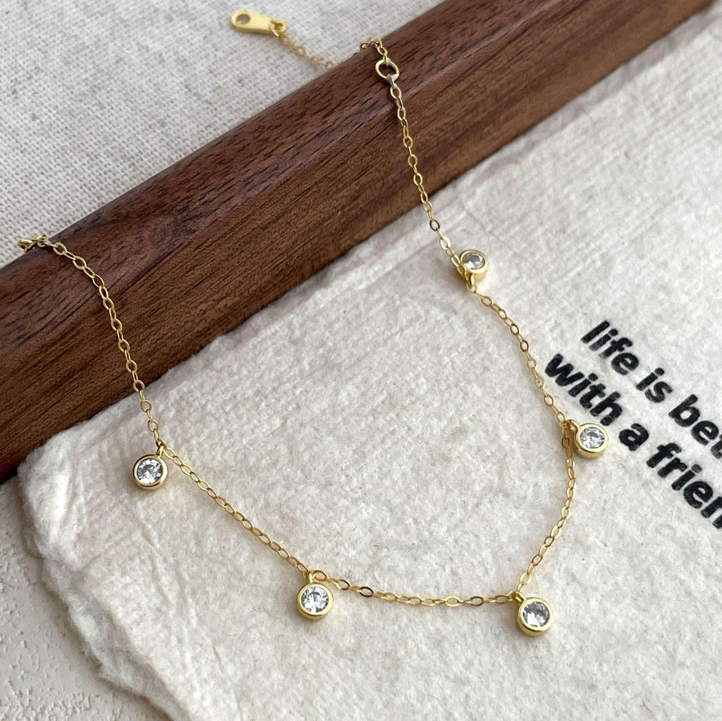 18K Gold-Plated S925 Sterling Silver Bubble Zircon Bracelet - Minimalist Japanese & Korean Style, Exquisite Star-Inspired Hand Jewelry.