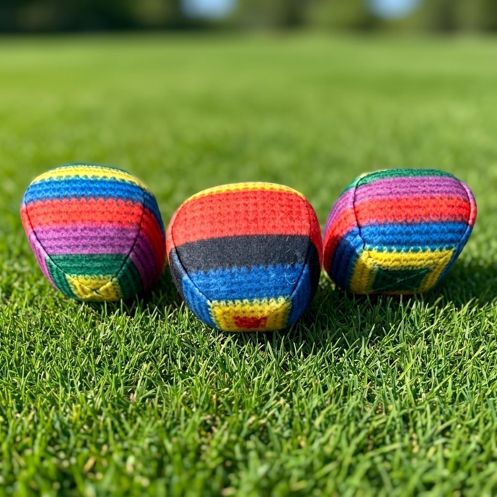 

3 Piece Hand Knitted Footbag Set Soft Crochet Bean Bag for Indoor Outdoor Coordination Games Activities one size белый