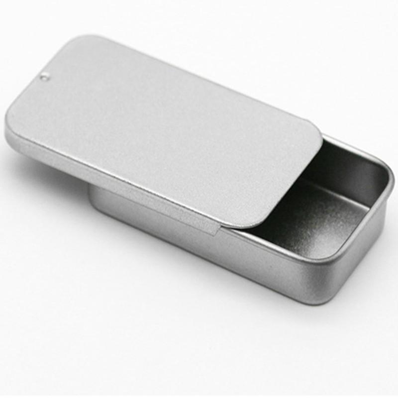 Rectangular Sliding Cover Tin Box Mini Push Pull Iron Candy Pills Ointment Drawer Bird Training Food Jar Hand-held Feeder 2pc