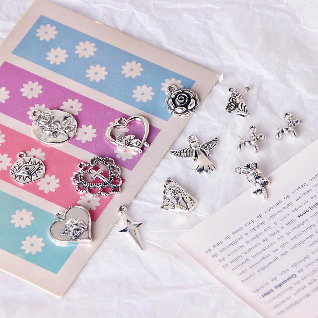 Retro Heart & Flower Pendant Earrings - Handmade Accessories