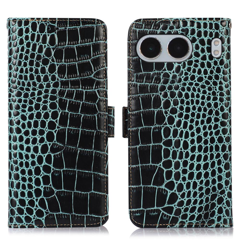 For OnePlus Nord 4 Case Crocodile Texture Genuine Cow Leather Phone Wallet Cover