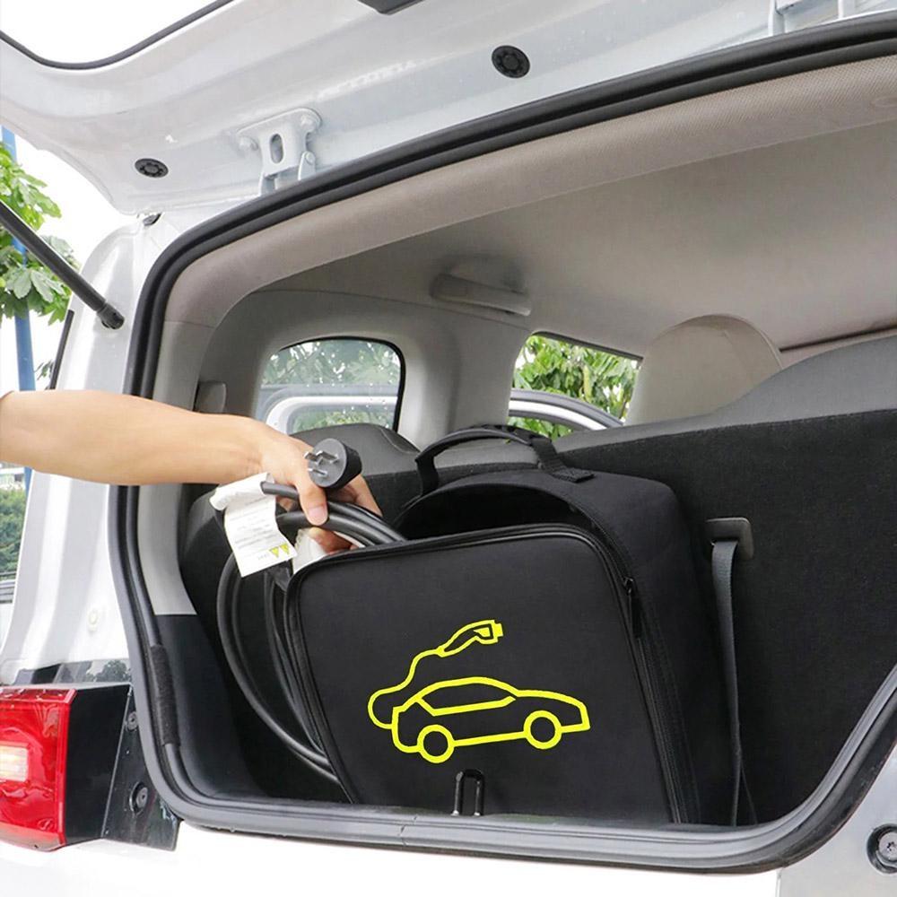 Electric Car Battery Jumper Cable Storage Bag, Waterproof EV Car Rechargeable Gun Storage Organizer for Charging Cables Cords